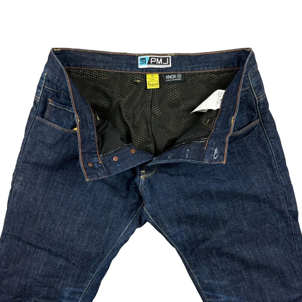 PMJ Motorcycle Jeans Men 36x34 Blue Raw Selvedge Denim Twaron Aramid Lined Italy